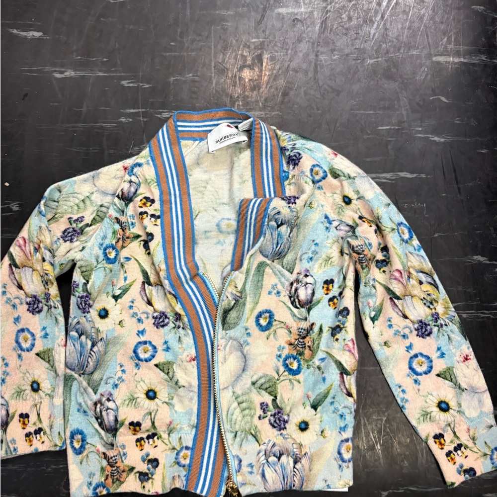 Burberry Floral Bomber sweater with Blue and Cream